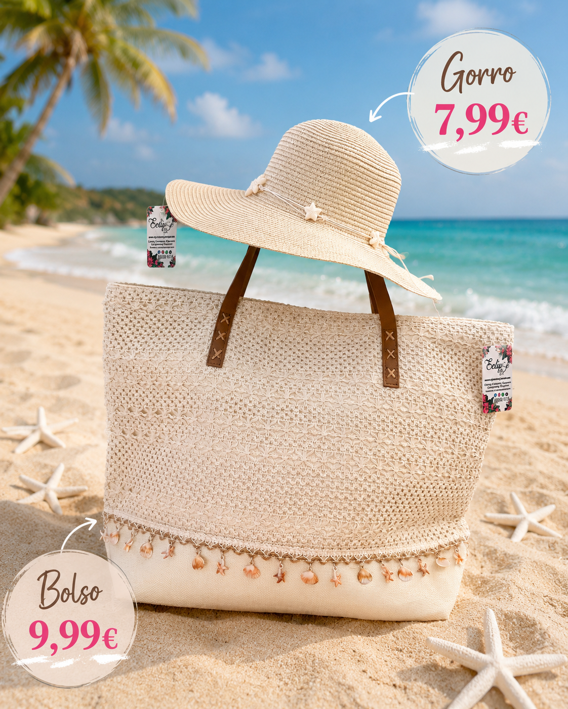 Bolso croché conchas blanco