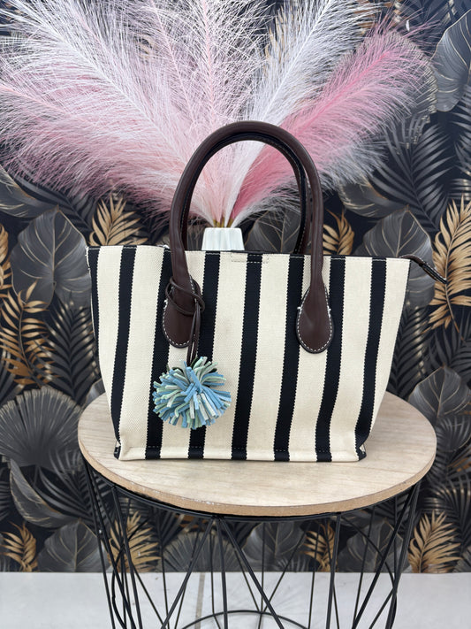 Bolso rayas pompón