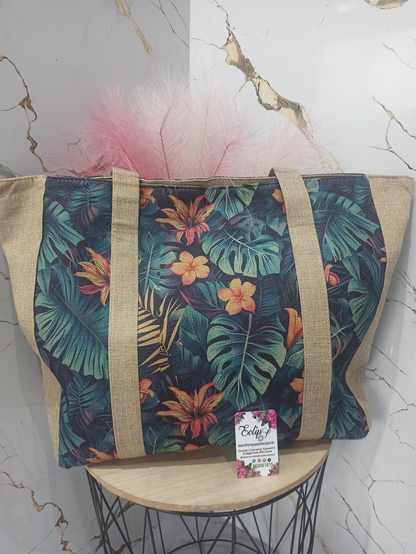Bolso playa hojas