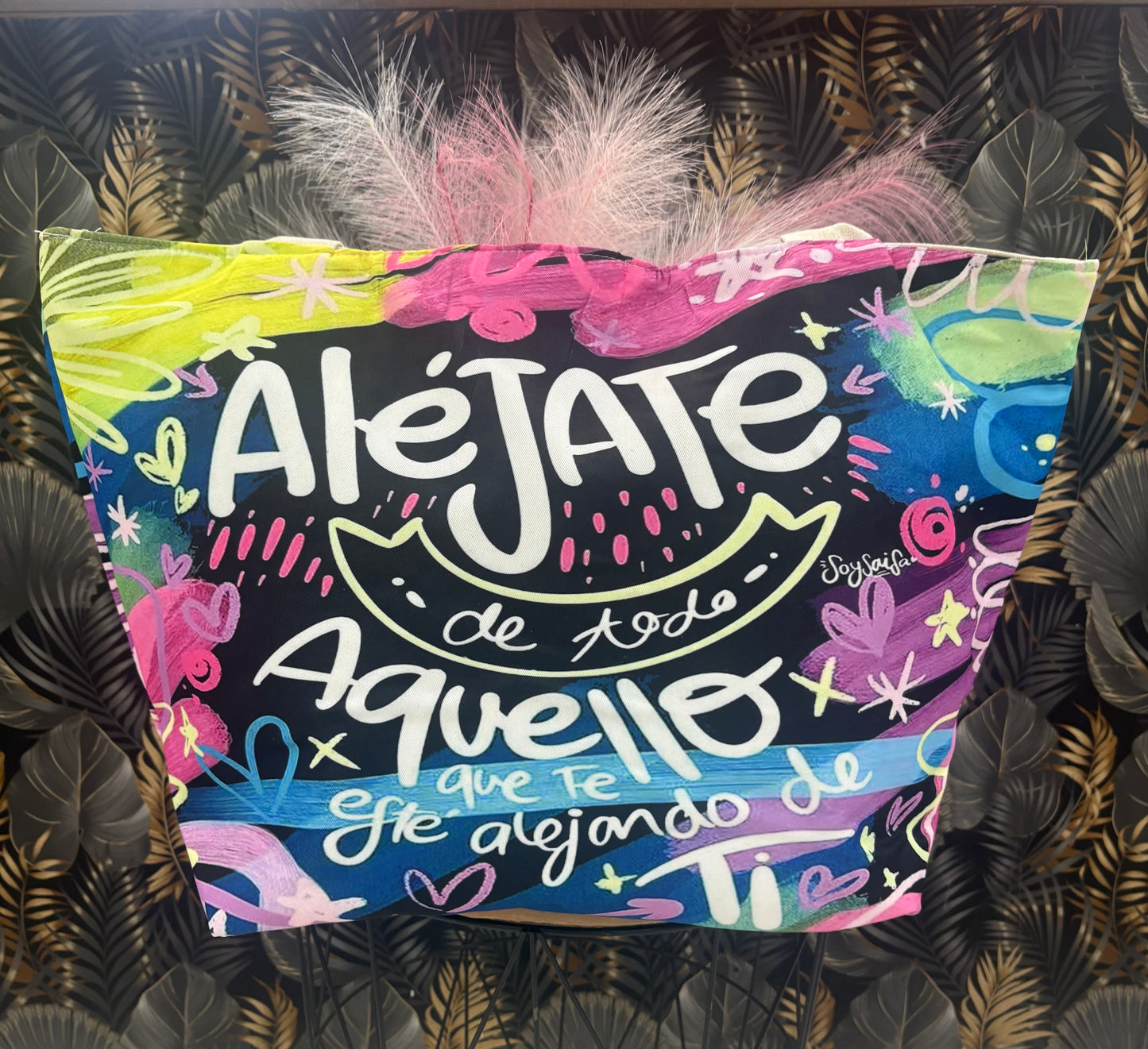 Bolso playa detalles fluorescentes