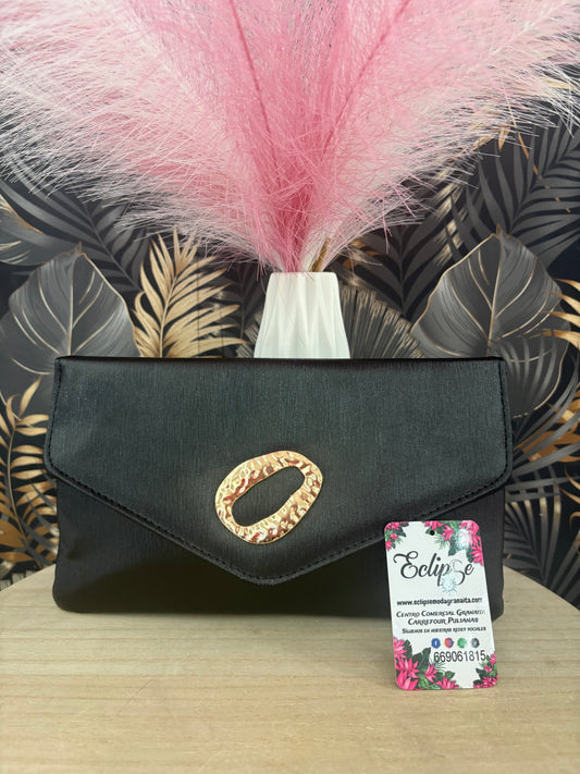 Bolso evento negro con hebilla