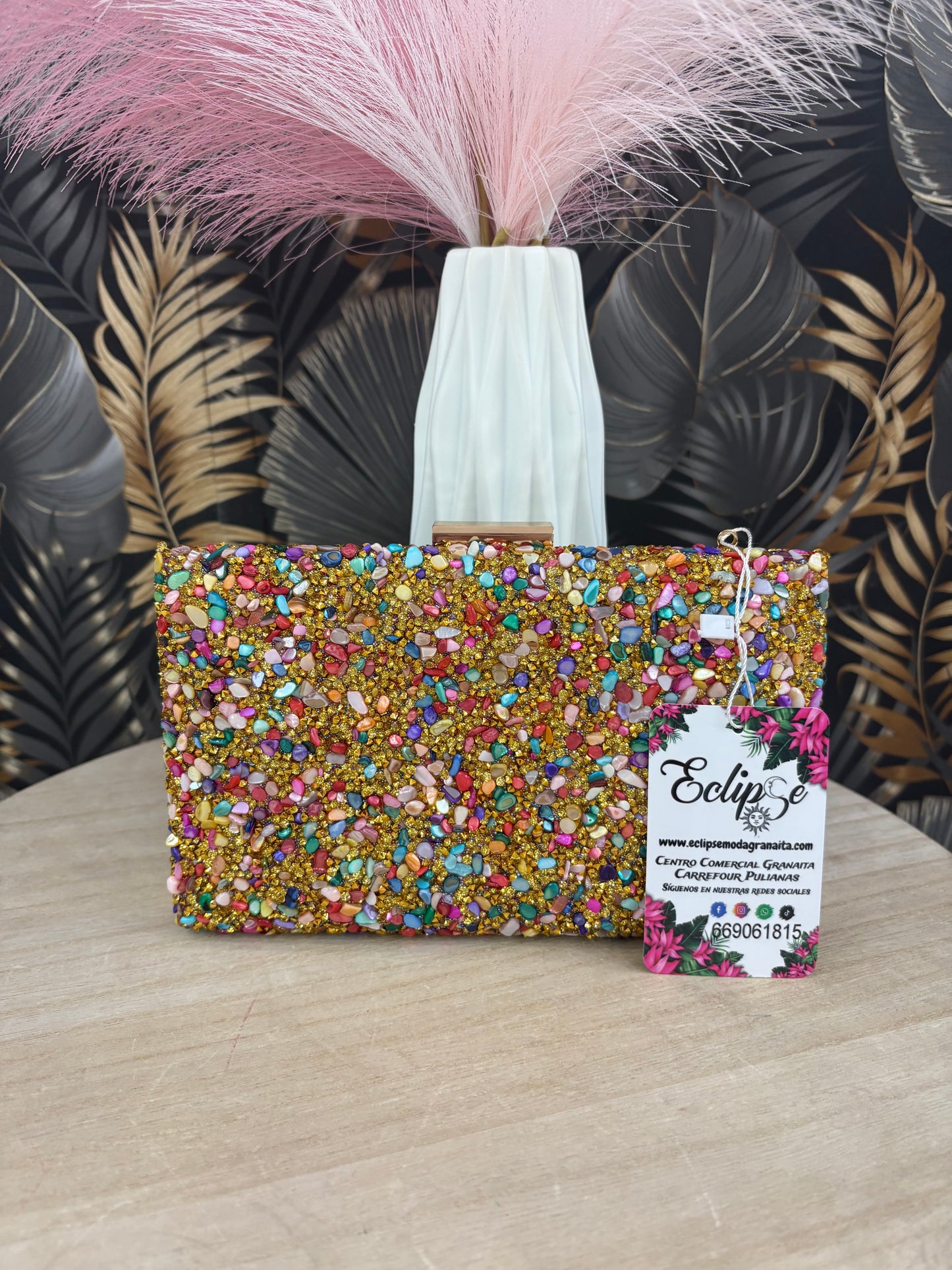 Bolso pedrería rectangular