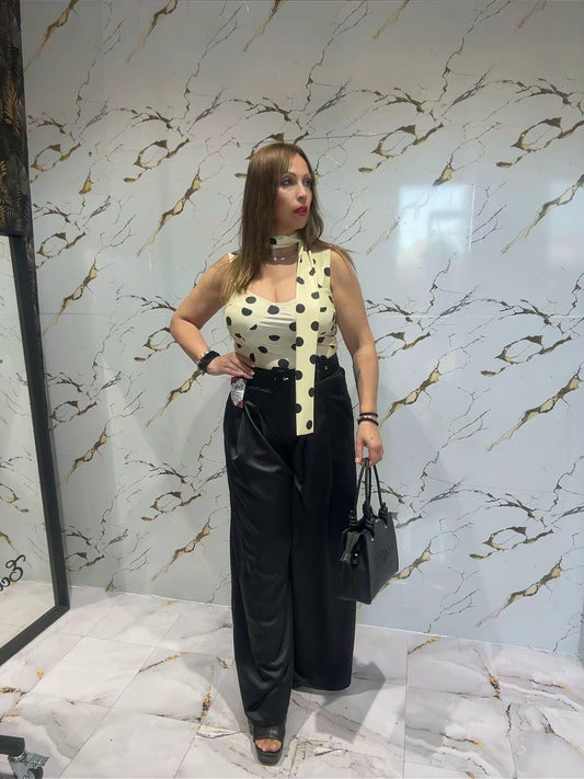 Pantalón palazo satinado