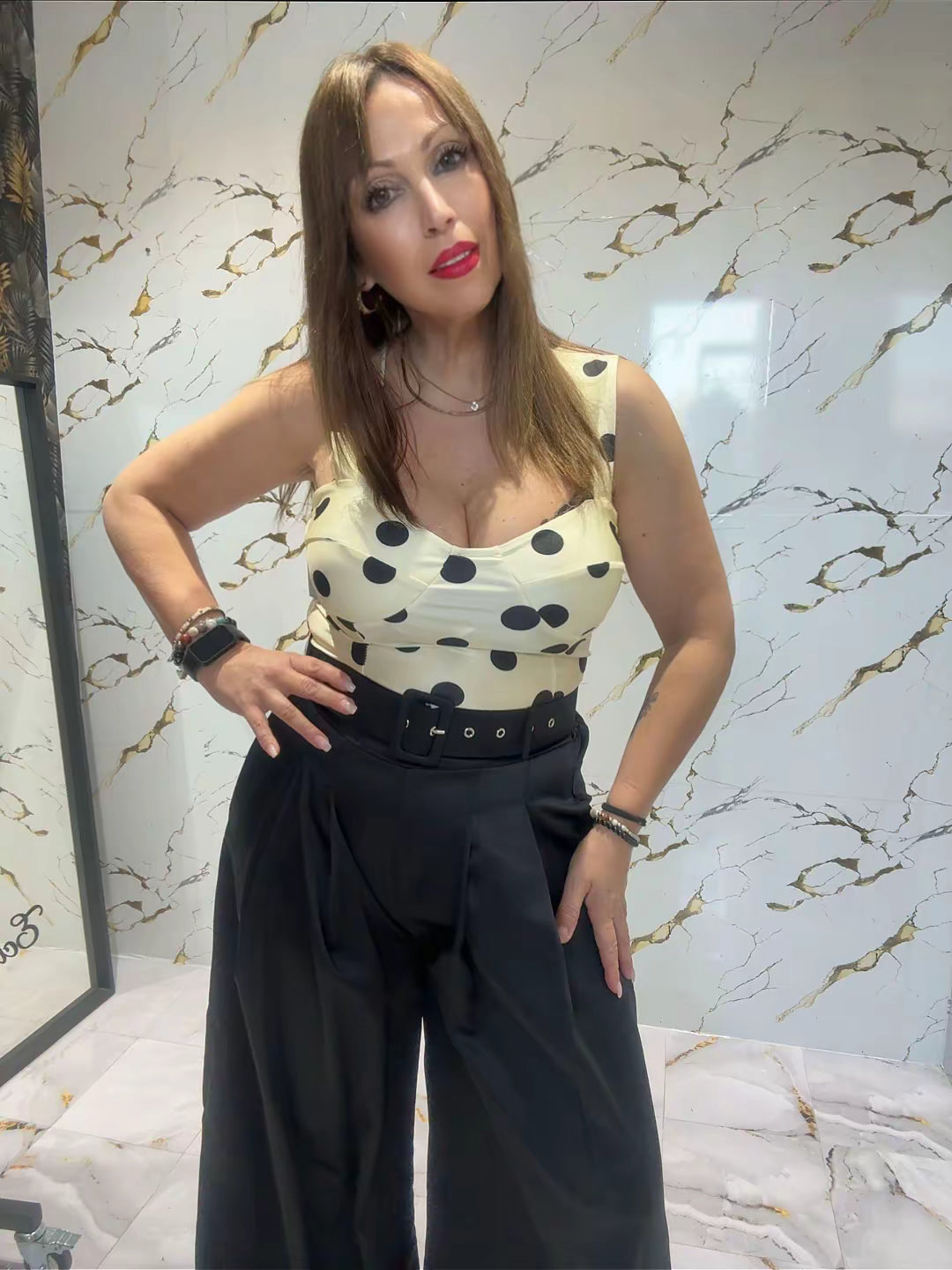 Top Lunares satinado