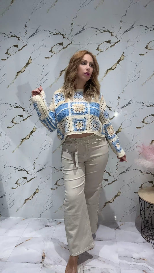 Pantalón tachuelas beige