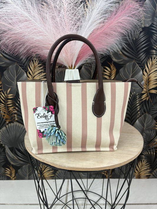 Bolso rayas pompón