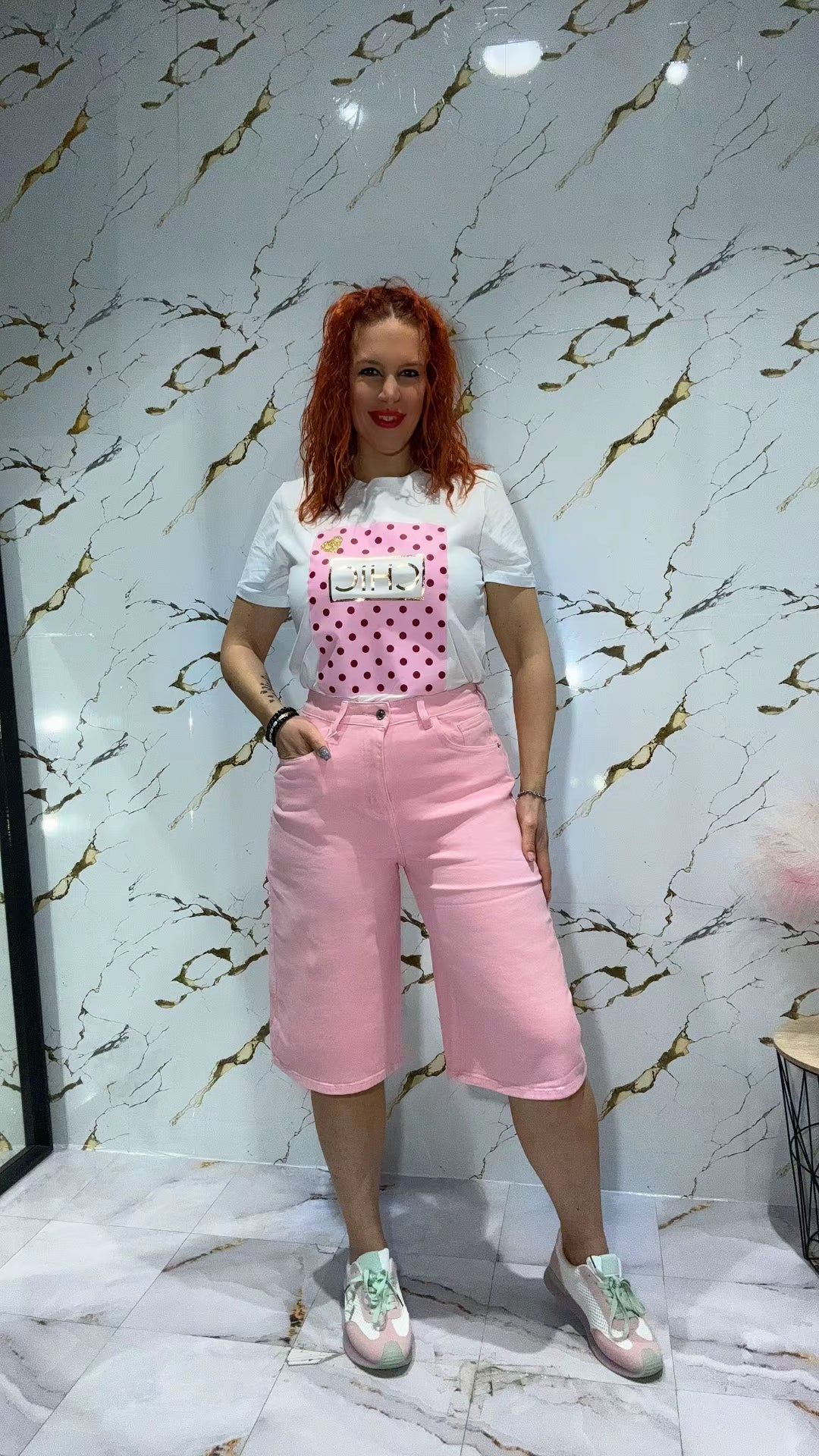 Bermuda vaquera rosa