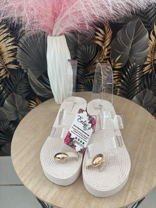 Chancla transparente￼ beige