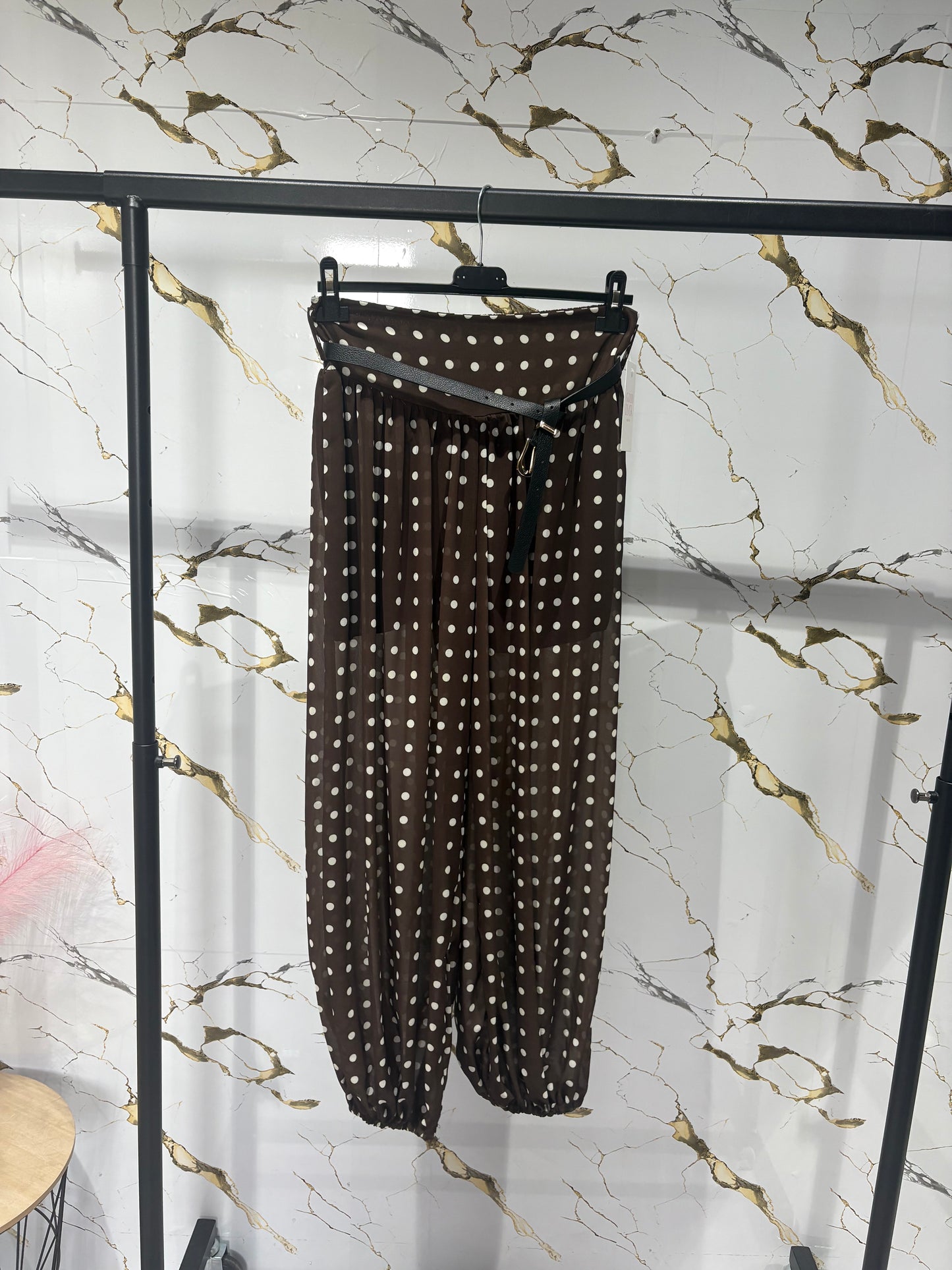 Pantalón transparente topitos