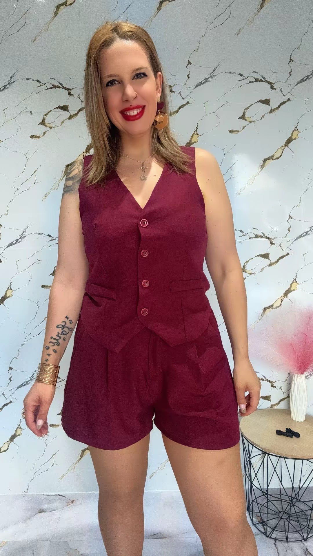Conjunto chaleco corto