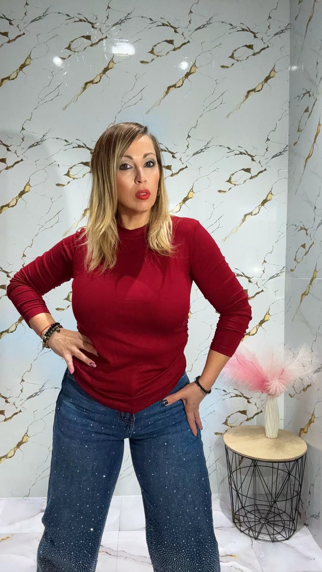 Camiseta básica, fruncida ￼