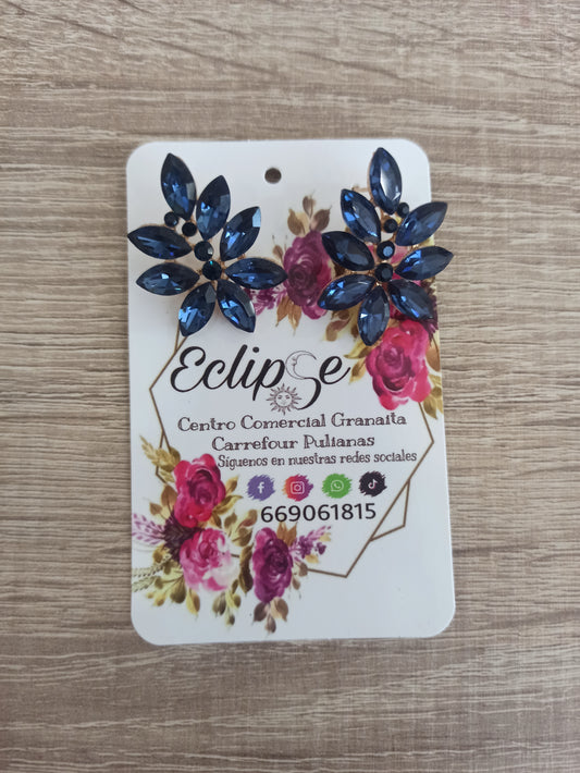 Pendientes flor cristal azul