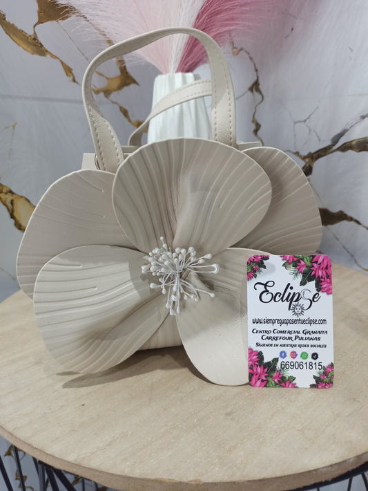 Bolso flor beige