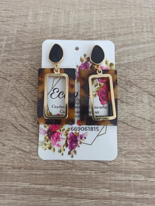 Pendientes rectangular leopardo
