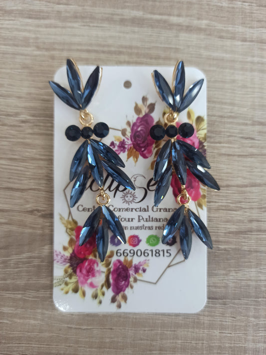 Pendientes colgante cristal azul