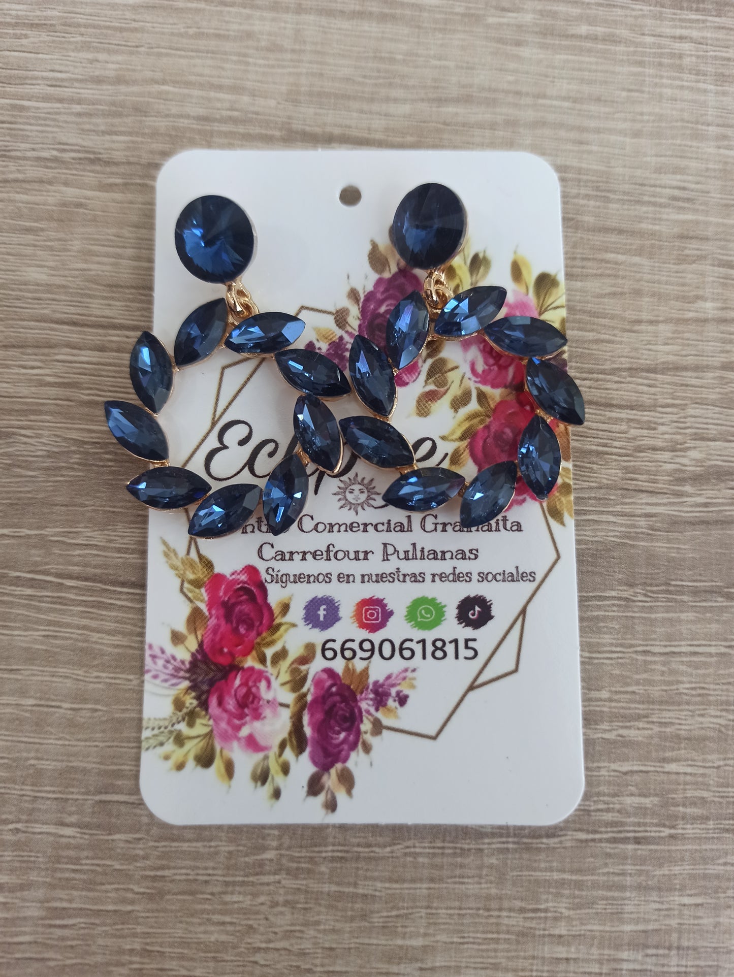 Pendientes cristal azul