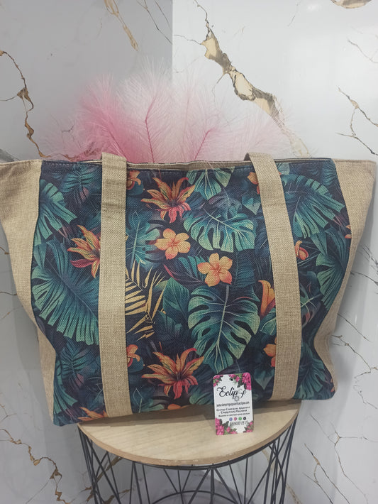 Bolso playa hojas