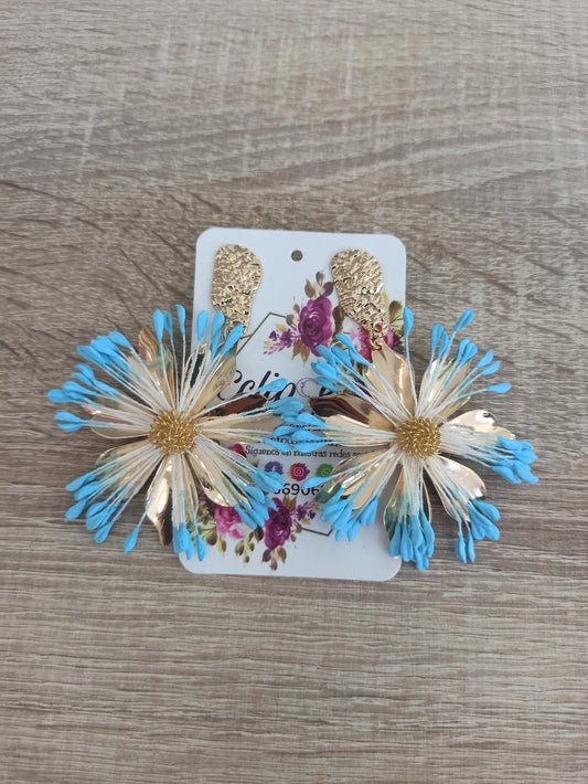 Pendientes flor azul